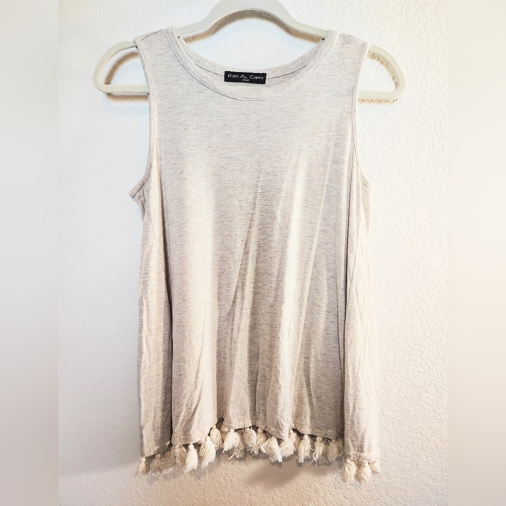 Kim & Cami Tank Top with Tassel Hem
